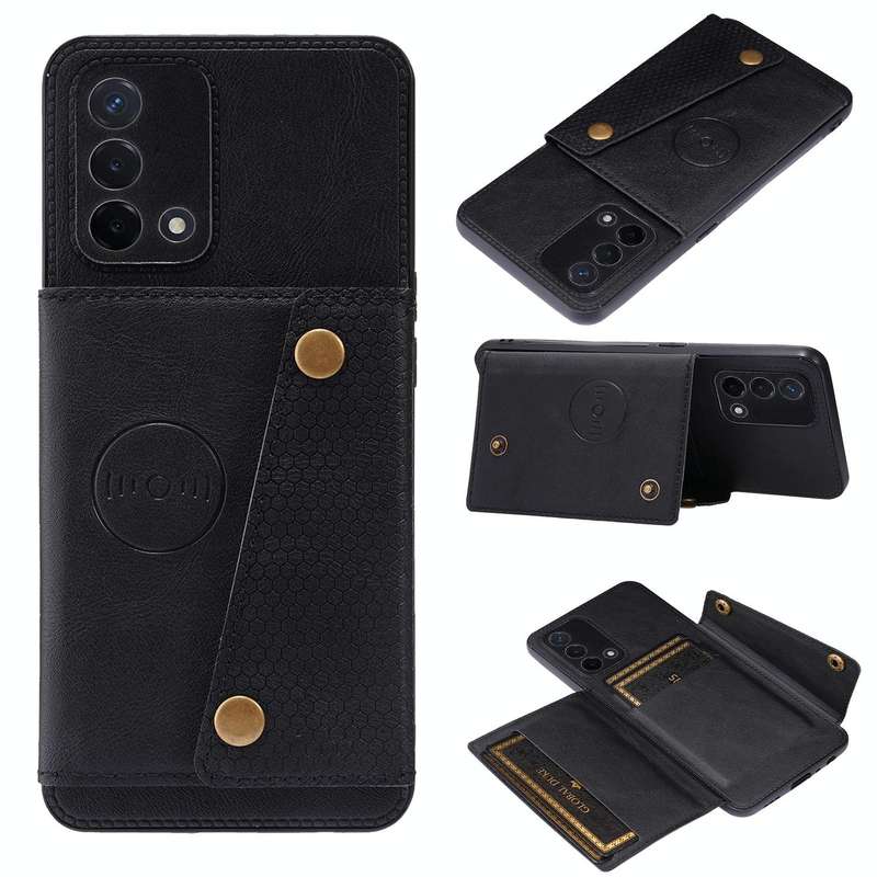 For OPPO A74 4G Double Buckle PU + TPU Shockproof Magnetic Protective Case with Card Slot & Holde...