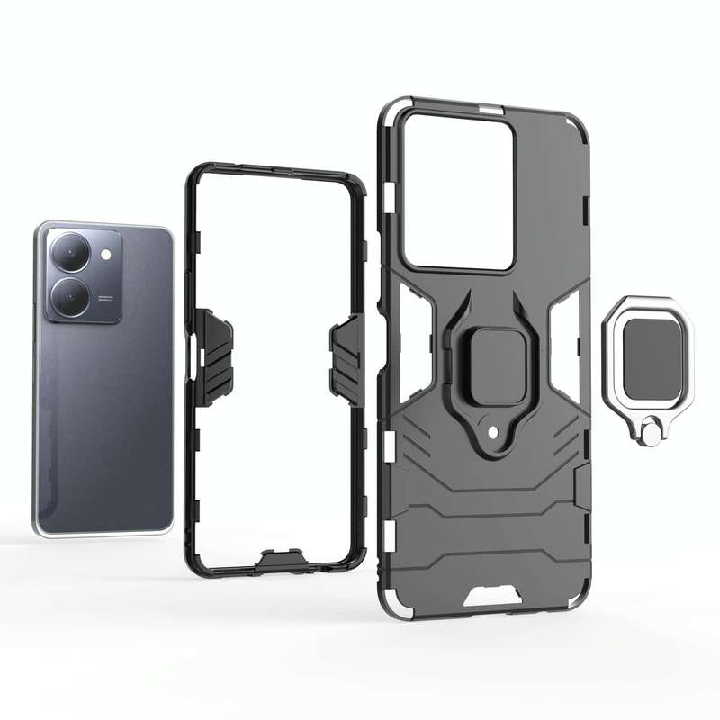 For vivo Y78 / Y36 Magnetic Ring Holder PC + TPU Phone Case(Black)