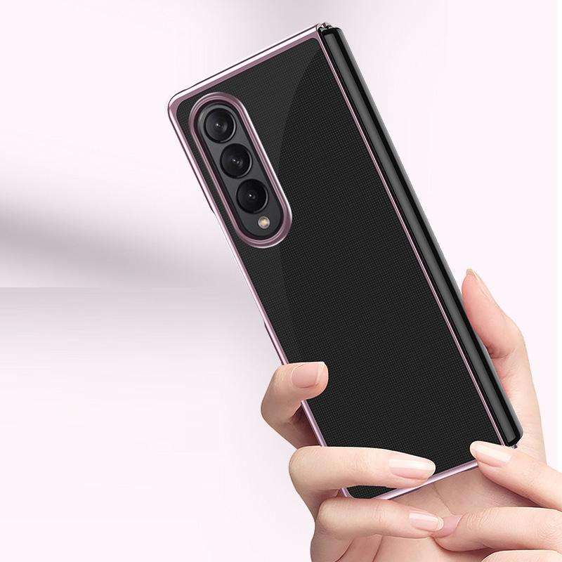 For Samsung Galaxy Z Fold3 5G Electroplated Transparent Folding Case(Black)
