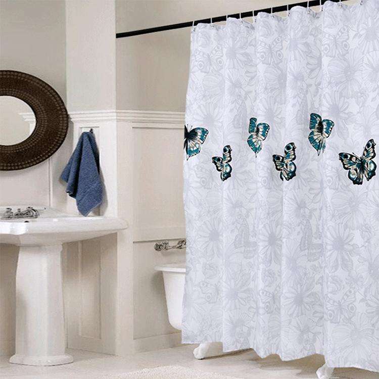 Butterfly Waterproof Polyester Shower Washable Bathroom Curtains, Size:120x180cm