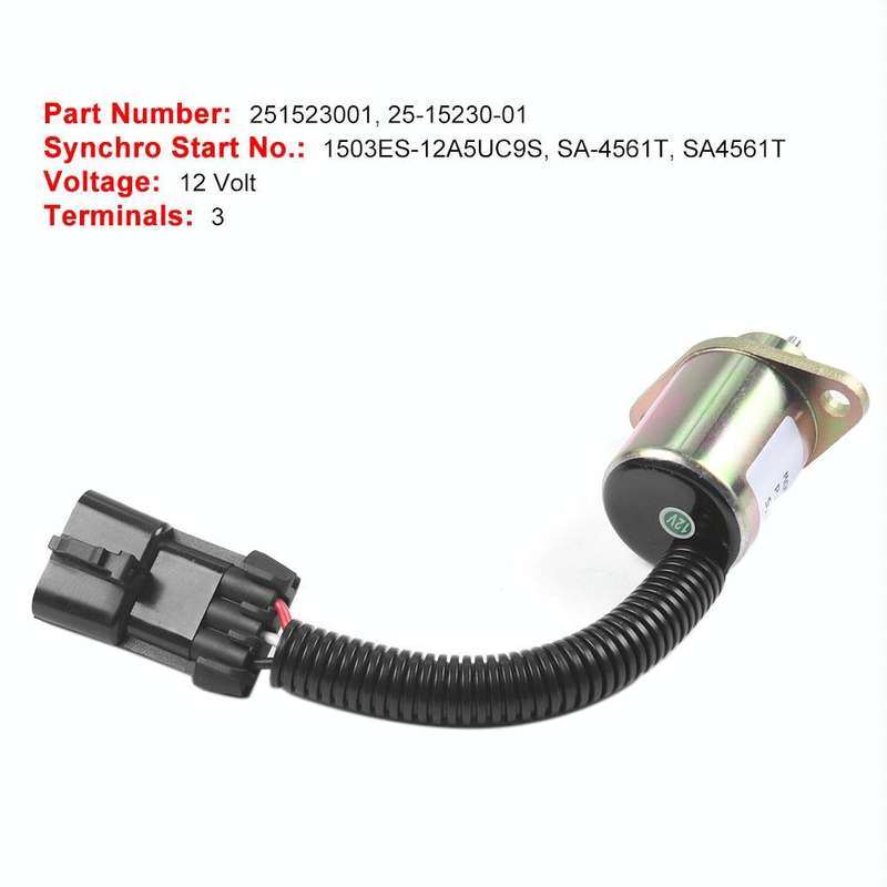 Excavator Fuel Shutdown Shut Off Solenoid Valve for Kubota V1505 R90 1503ES-12A5UC9S