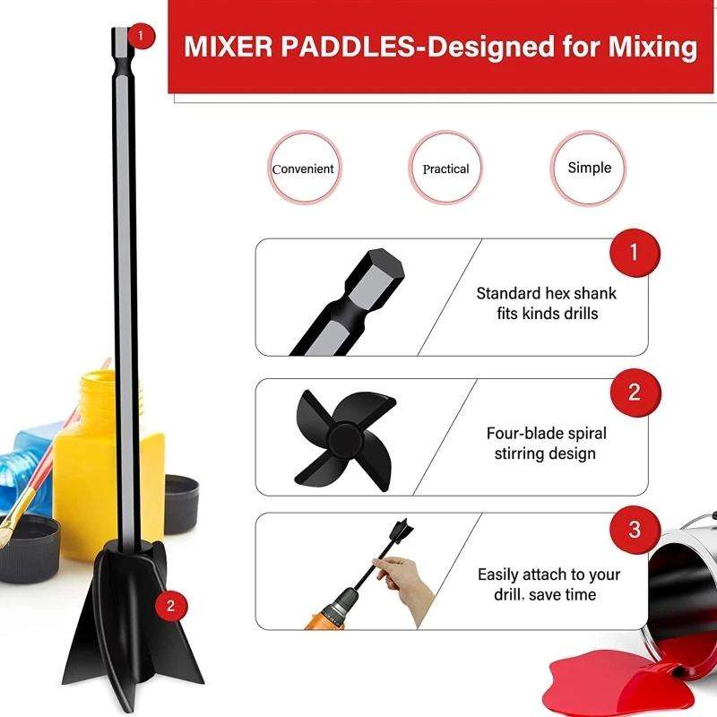 Paint and Resin Epoxy Mixer Paddle Attachment for Drill(White)
