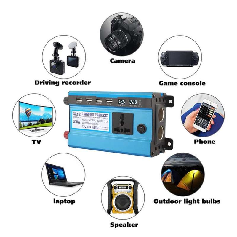 Carmaer 24V to 220V 500W Double Cigarette Lighter Car Double Digital Display Inverter Household P...