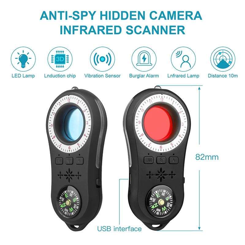 S100 Infrared Scanner Wireless Precision Alarm Detector with LED Flashlight (Black)