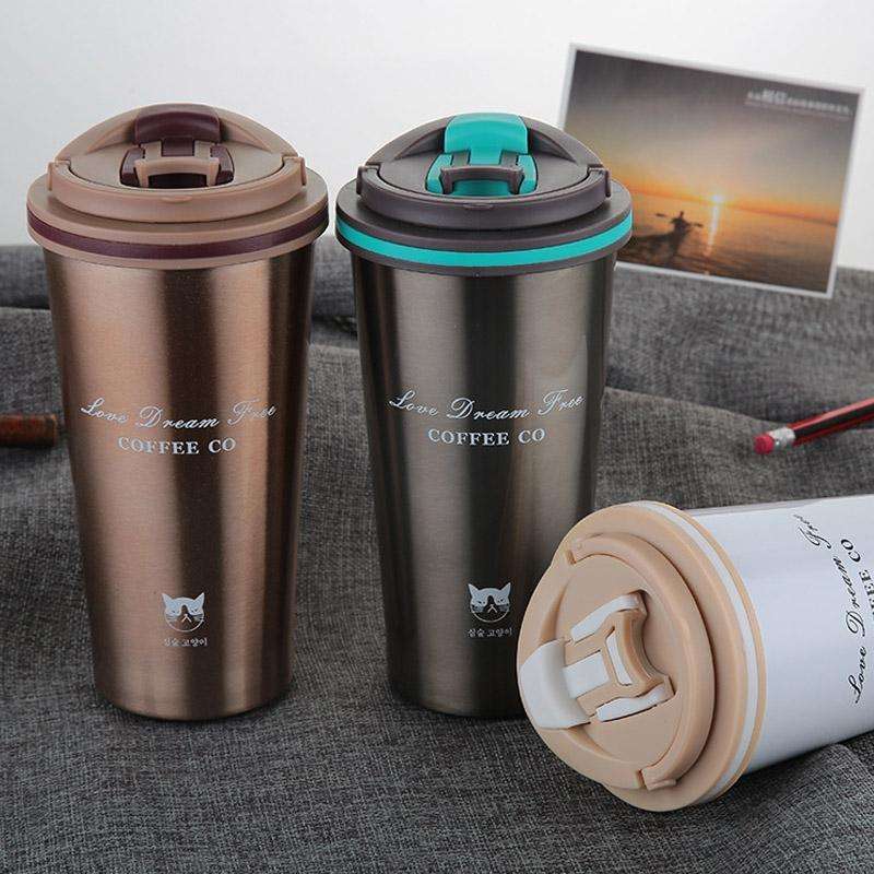 500ML Portable Stainless Steel Creative Gift Coffee Cup Office Vacuum Thermos Mug(Navy Blue)