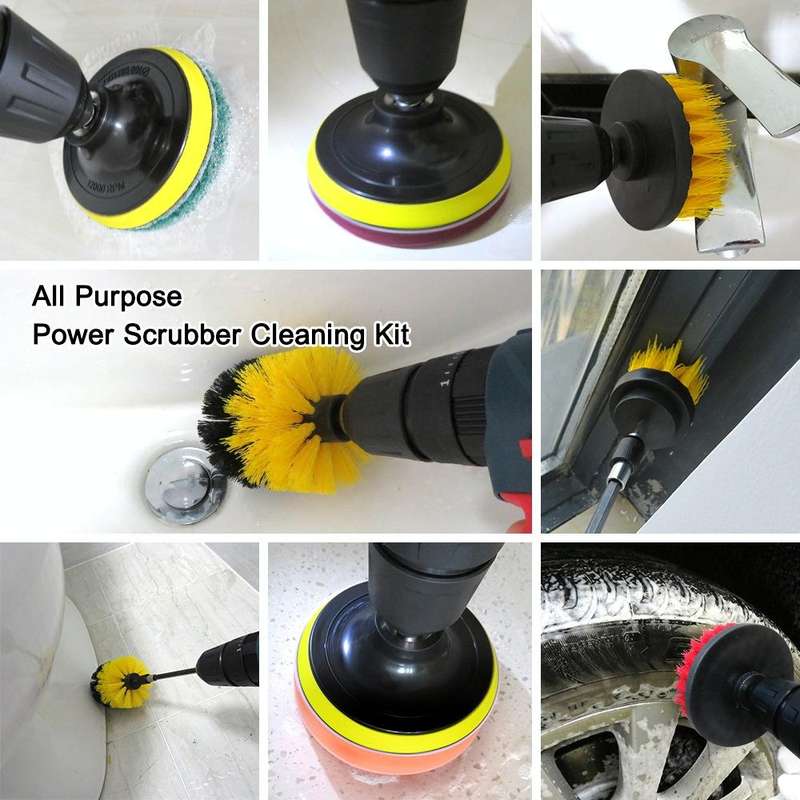 15 in 1 Floor Wall Window Glass Cleaning Descaling Electric Drill Brush Head Set, Random Color De...