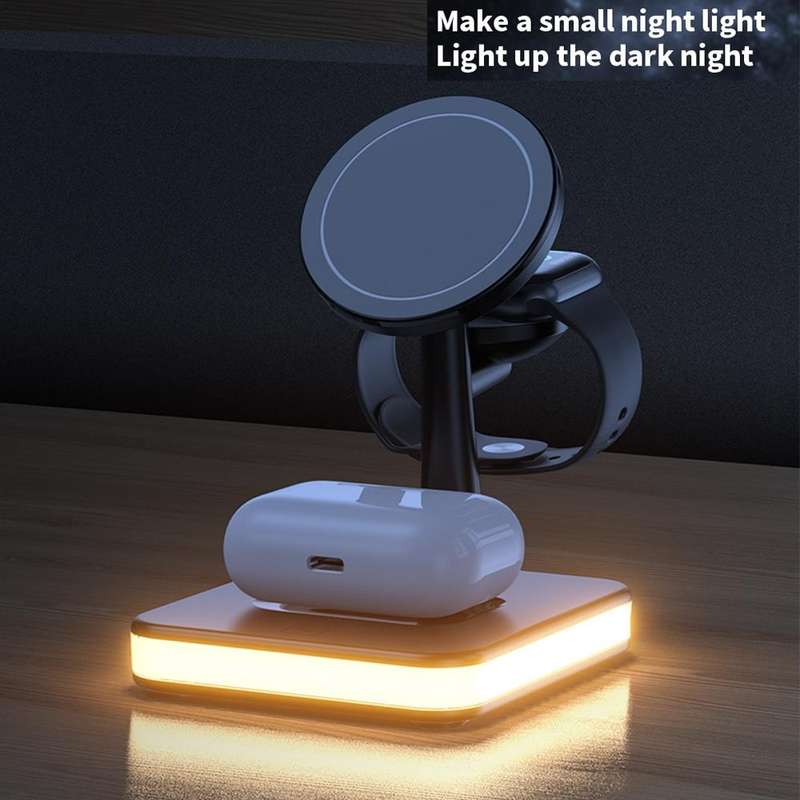 WX-991 Magnetic 4 in 1 Wireless Charger for iPhone / iWatch / AirPods or other Smart Phones(White)