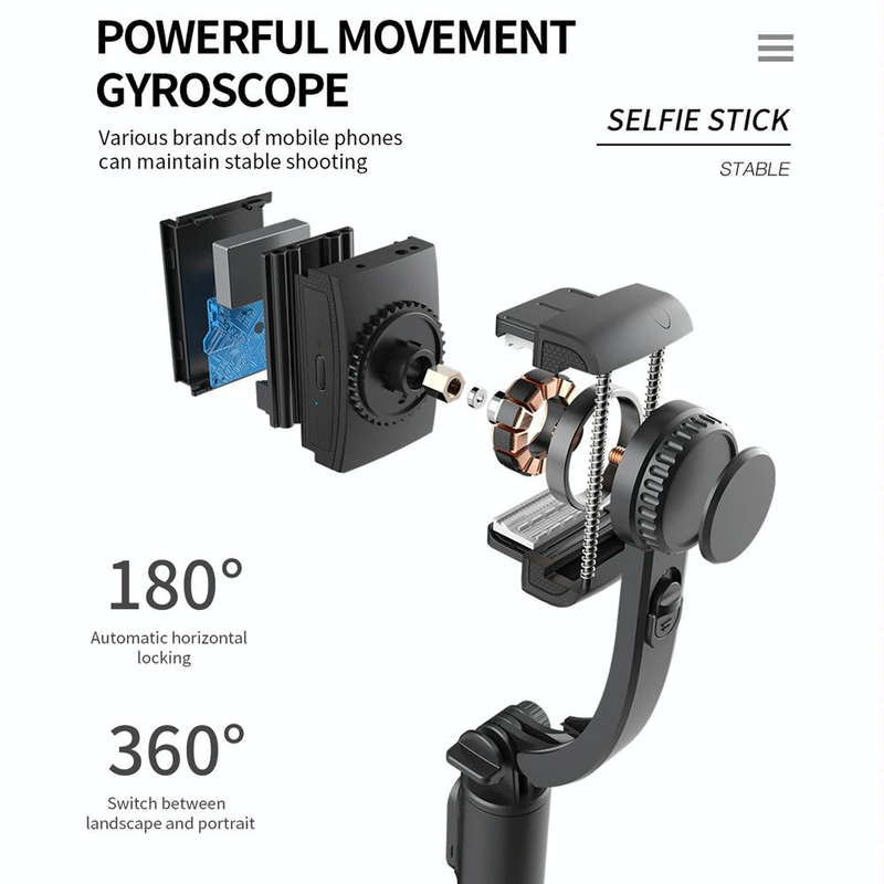 Q08 Gimbal Stabilizer Bluetooth Remote Control Tripod Selfie Stick (White)