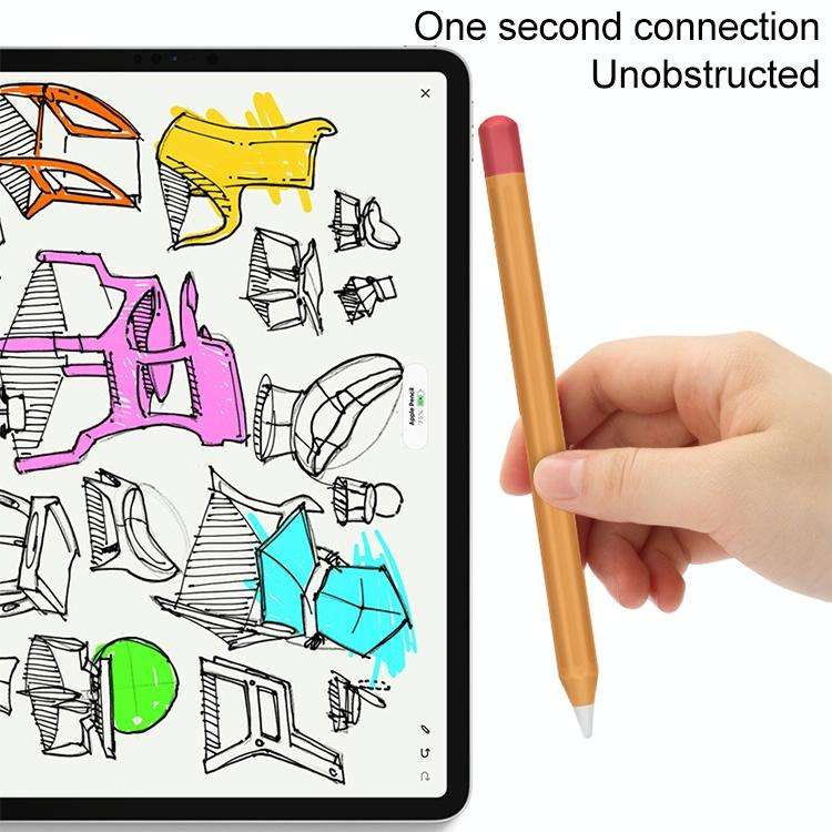 For Apple Pencil 2 Stylus Touch Pen Split Contrast Color Silicone Protective Case(Classic Red and...