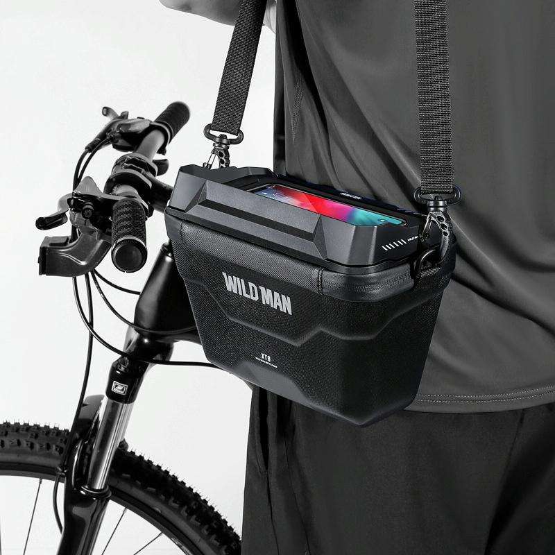 WILD MAN XT8 3L Bicycle EVA Hard Shell Touch Screen Waterproof Head Bag(Black)
