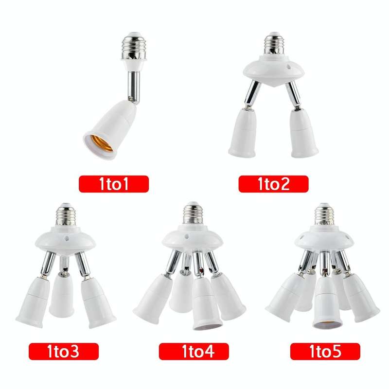 E27 to E27 Splitter Adjustable LED Light Bulb Holder Adapter Converter Socket Light Bulb Holder, ...