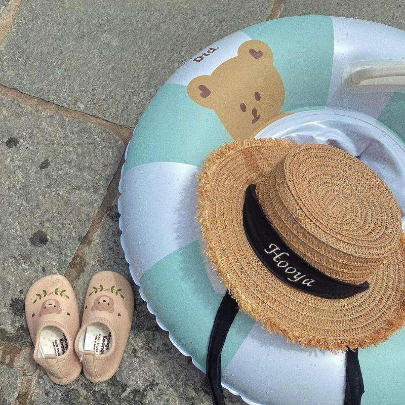 Children Adult Cartoon Inflatable Swimming Ring, Pattern: Blue White Striped Bear