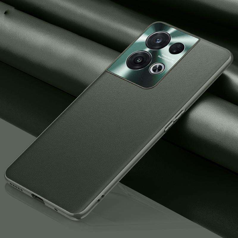 For OPPO Reno8 Pro Plain Skin Leather Phone Case(Green)