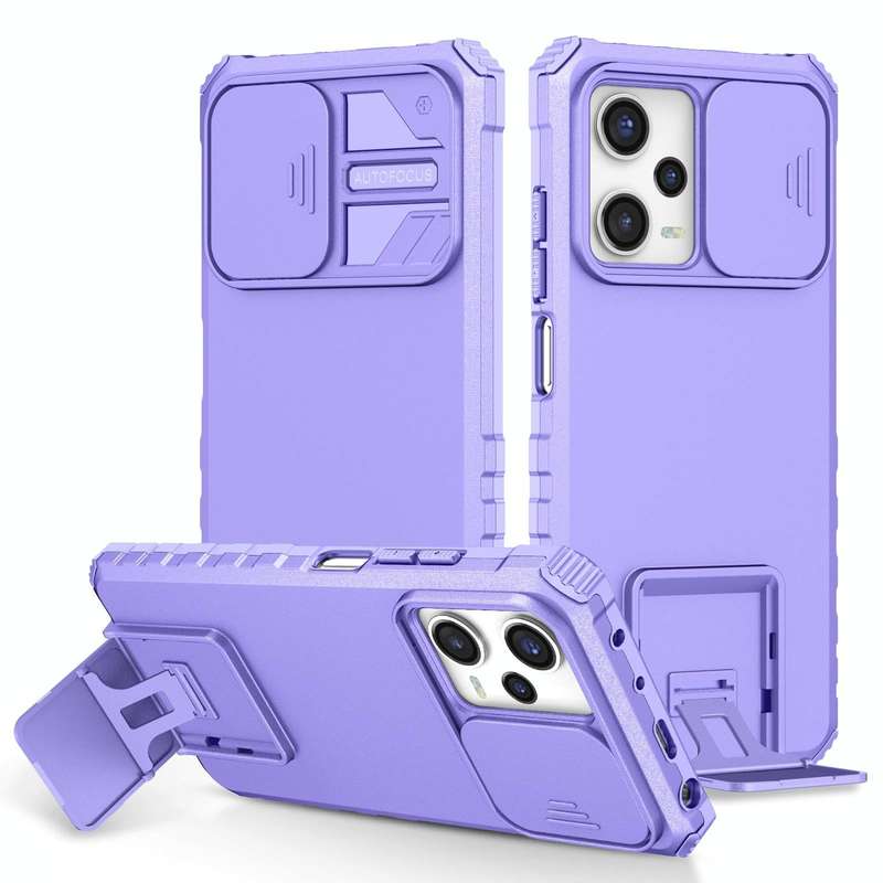 For Xiaomi Redmi Note 12 Pro 5G / Poco X5 Pro Stereoscopic Holder Sliding Camshield Phone Case(Pu...