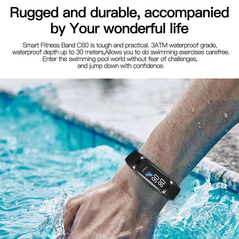 C60 IP67 Waterproof 1.1 inch Smart Fitness Band(Black)