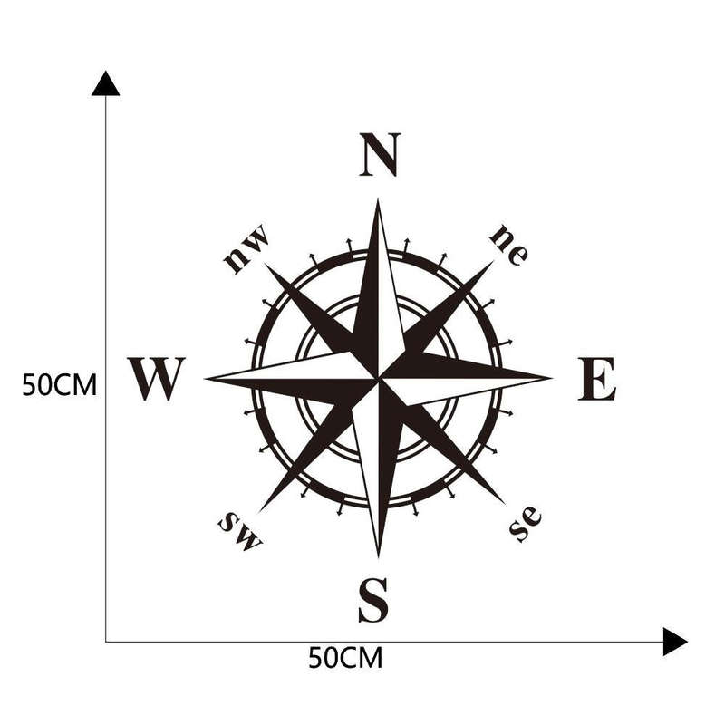 D-336 Car Compass Graphic Sticker Hood Car Body Universal Sticker(White)