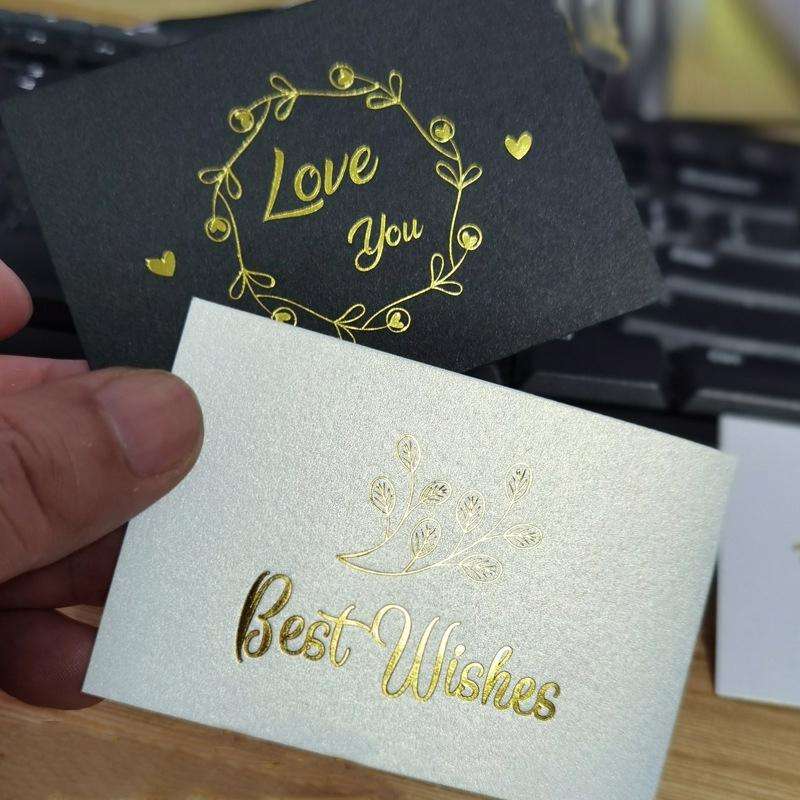 100 PCS Wedding Blessing Card Thank You Message Gift Decoration Card Bronzing Flower Greeting Car...