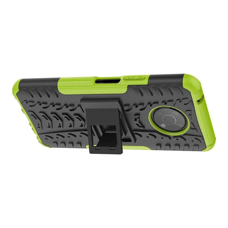 For Nokia G300 Tire Texture TPU + PC Phone Case with Holder(Green)