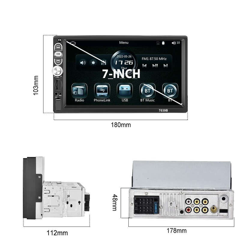 A3061 7 Inches MP5 Bluetooth Player Universal Wired CarPlay Reversing Image Integrated, Style: St...