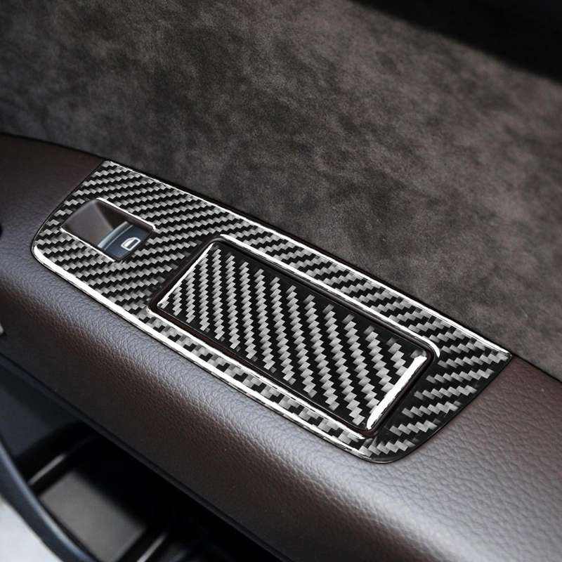 6 in 1 Car Carbon Fiber Window Glass Lifter Panel Decorative Sticker for Audi Q7 2008-2015, Right...