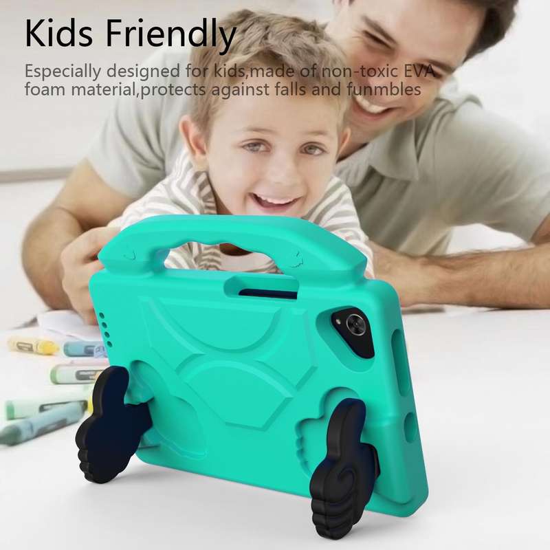 For Samsung Galaxy Tab A9 X110 Thumb Bracket EVA Shockproof Tablet Case(Glacial Green)