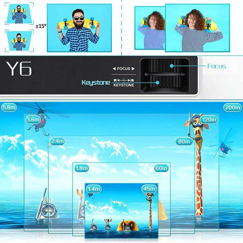 Y6 190ANSI 1024x600P LED Projector Support Screen Mirroring, AU Plug(White)
