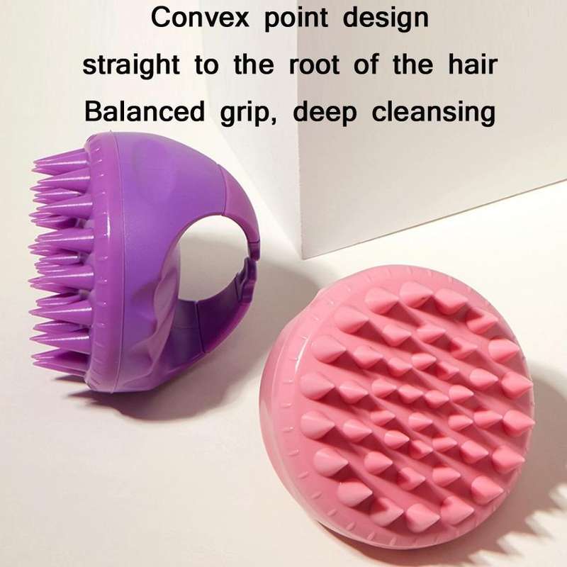 Round Hair Washing Brush Silicone Wet & Dry Multipurpose Massage Brush(Pink)