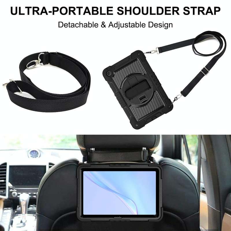 For Huawei MatePad SE 10.4 360 Degree Rotation PC Contrast Silicone Tablet Case(Black)