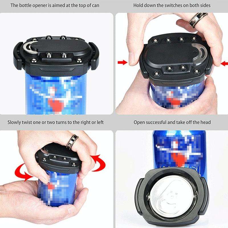KPQ001 Multi-Function Can Bottle Opener Portable Stainless Steel Beer Screwdriver(Black)