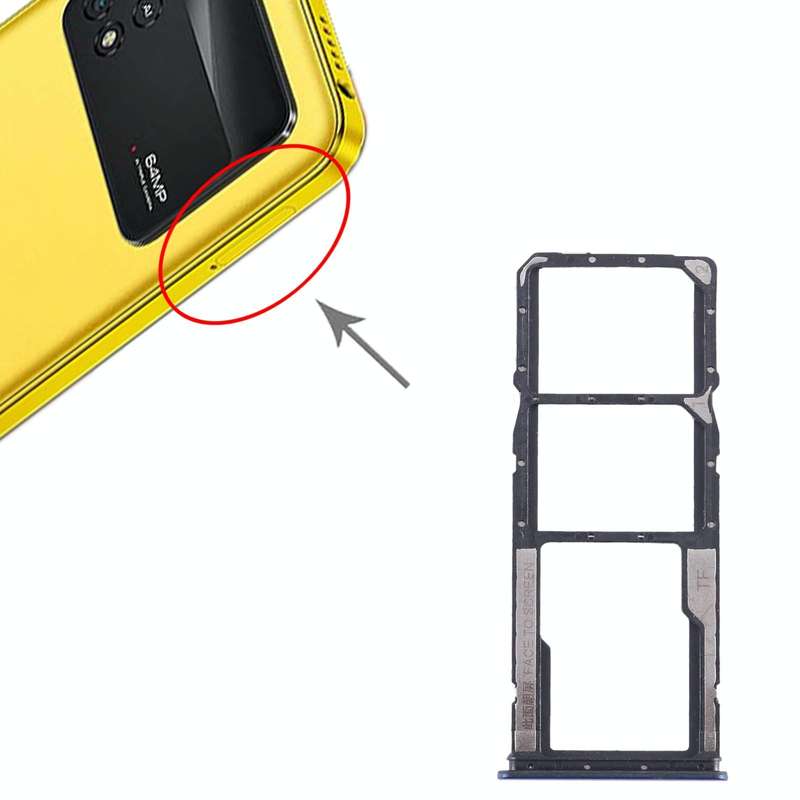 For Xiaomi Poco M4 Pro SIM Card Tray + SIM Card Tray + Micro SD Card Tray (Dark Blue)