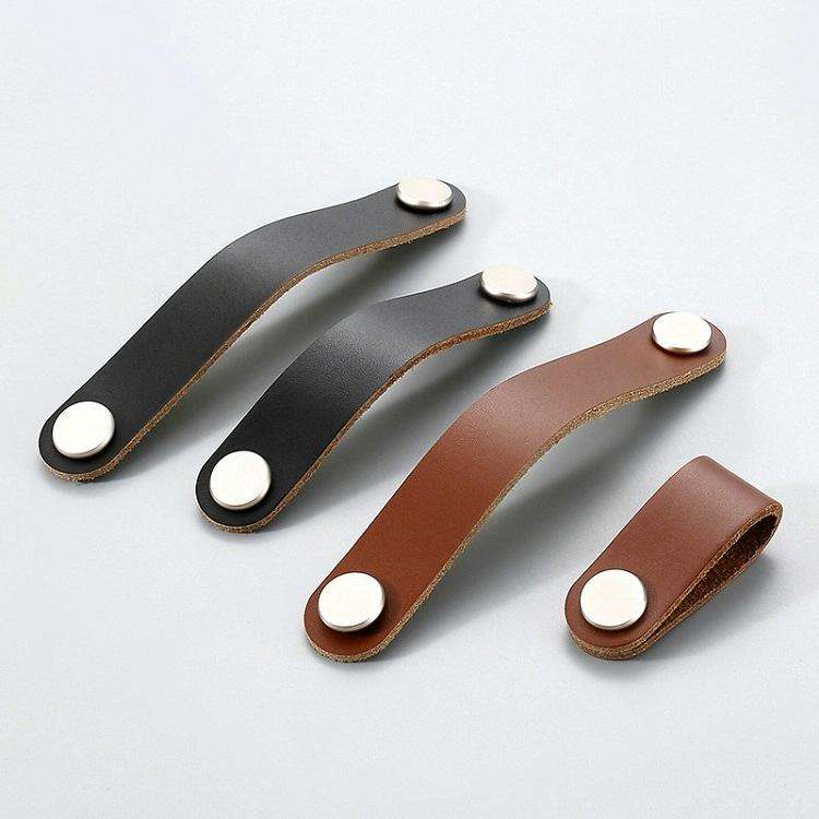 Kitchen Cabinet Wardrobe Leather Door Handle Drawer Pull, Specification:Light Coffee Single Hole