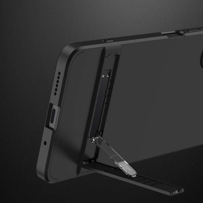 For Xiaomi Redmi 12 5G GKK Three Stage Splicing Full Coverage PC Phone Case with Stand(Black)