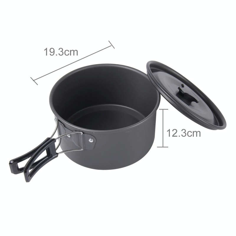 DS-500 Outdoor Camping Ultra Light Weight 15 Piece Cookware Stackable Set for 4-5 People, Size: L...
