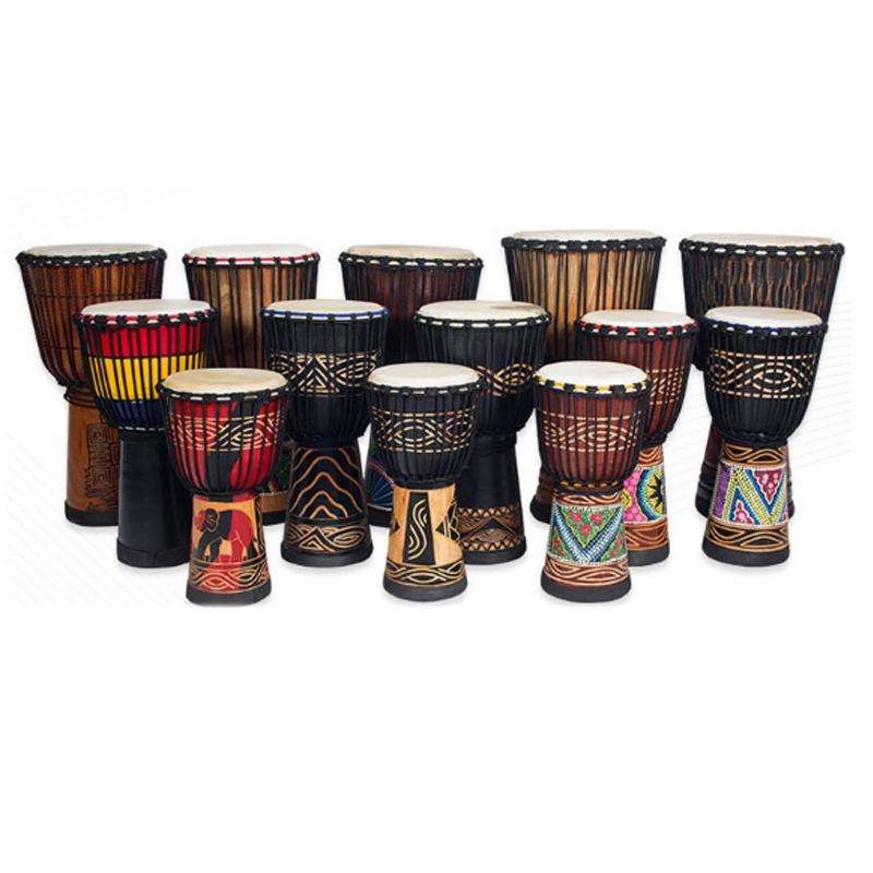 Engraved African Drum Children Kindergarten Percussion Instruments Sheepskin Tambourine, Random D...