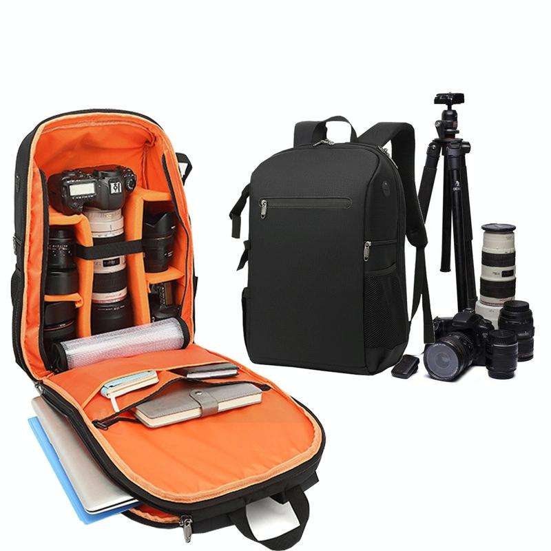 Oxford Cloth Waterproof Photography Backpack 17 Inch Laptop Backpack(Orange)