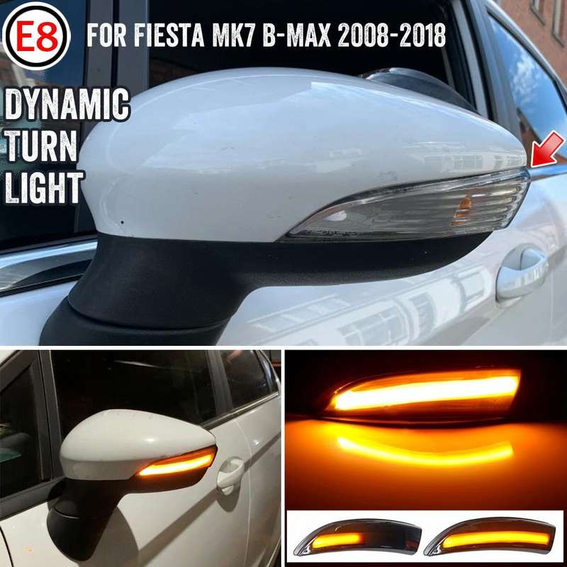 1 Pair For Ford Fiesta 2008-2017 Car Dynamic LED Turn Signal Light Rearview Mirror Flasher Water ...
