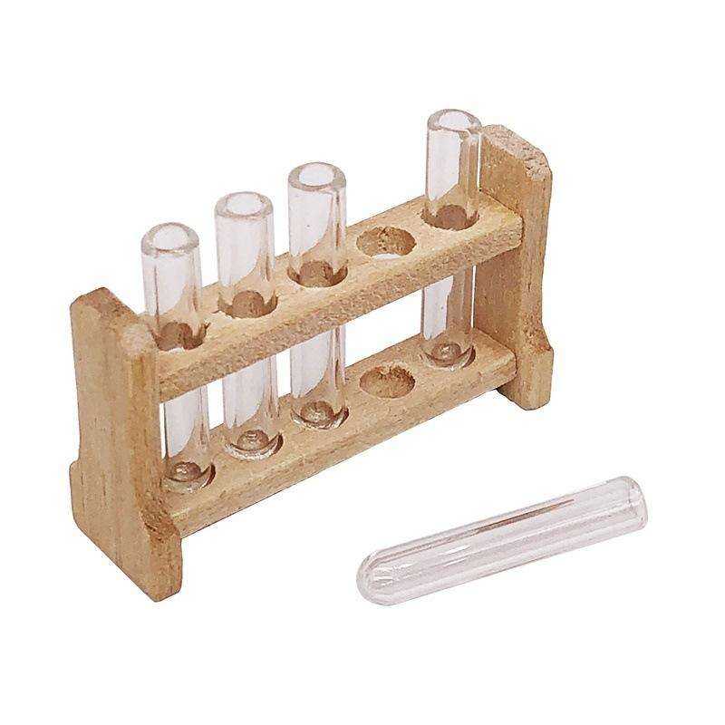 3 Sets 1:12 mini Doll House Dollhouse Iaboratory Glass Tube Test Tube Rack Miniature Food Play Sc...