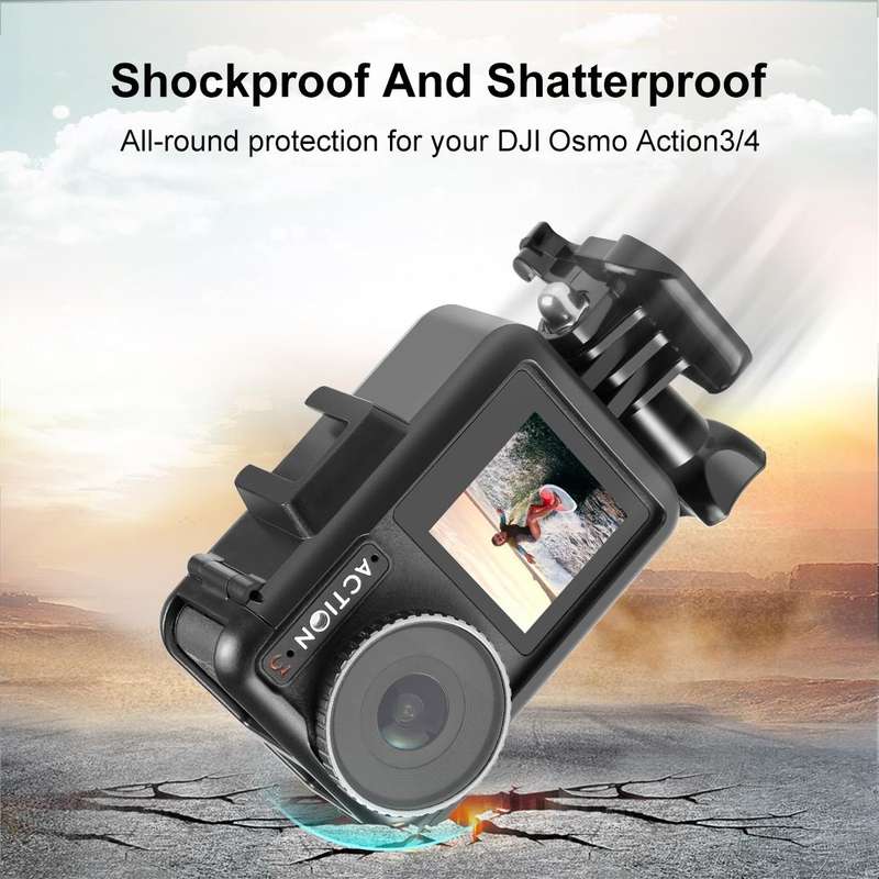 For DJI Osmo Action 4 / 3 PULUZ Vertical Plastic Protective Frame Cage with Cold Shoes (Black)