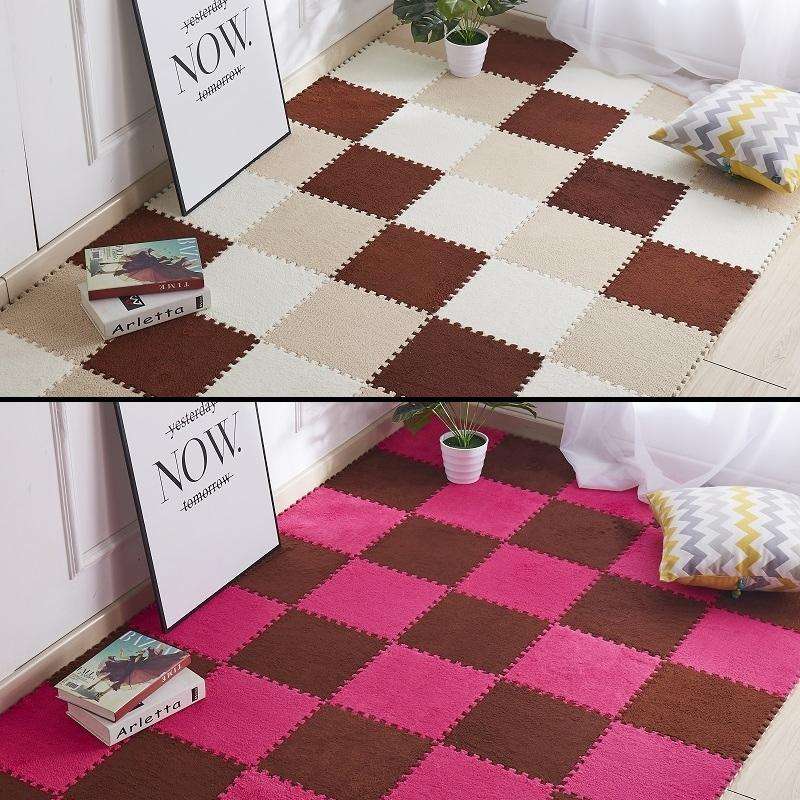 2 PCS Living Room Bedroom Children Kids Soft Carpet Magic Patchwork Jigsaw Splice Heads Climbing ...