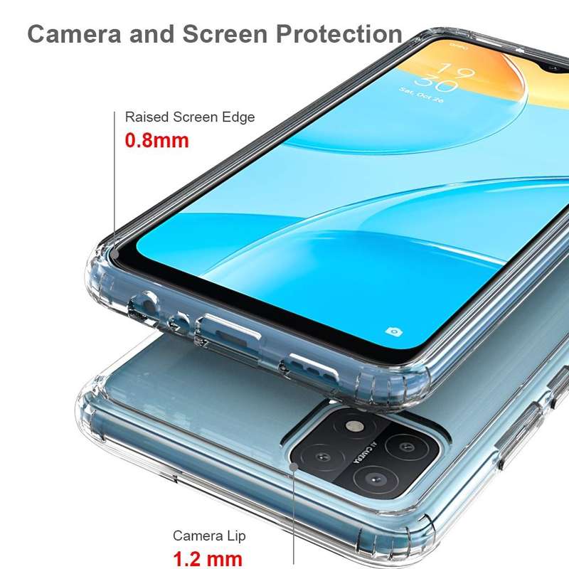 For OPPO A15 Shockproof Scratchproof TPU + Acrylic Protective Case(Black)