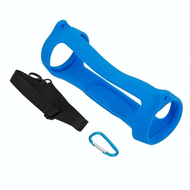 For JBL Charge 4 Bluetooth Speaker Portable Silicone Protective Cover with Shoulder Strap & Carab...