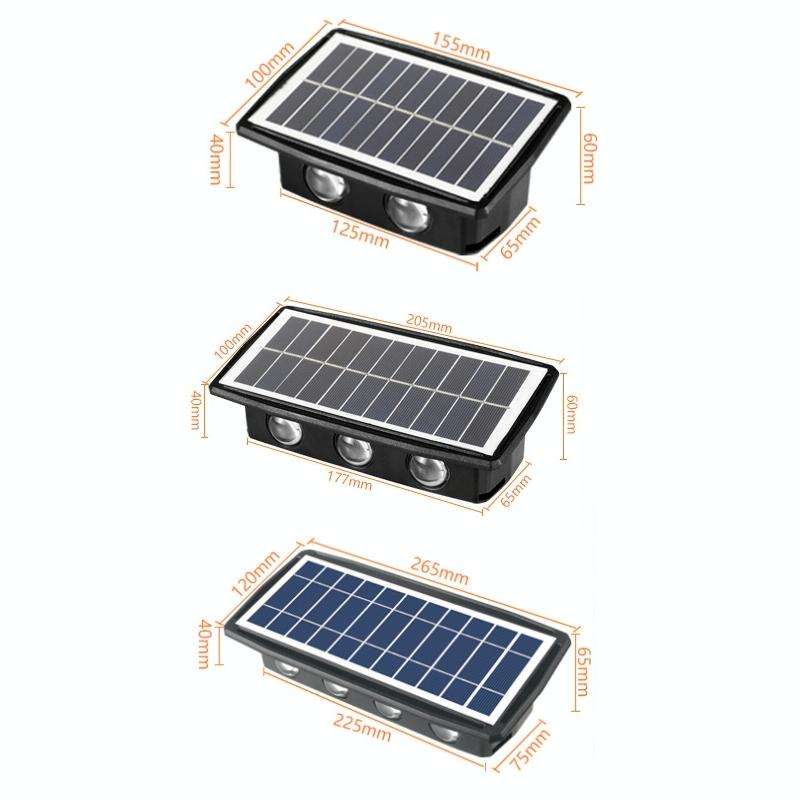 6LED Solar Wall Lamp Outdoor Waterproof Up And Down Double-headed Spotlights(White Light)