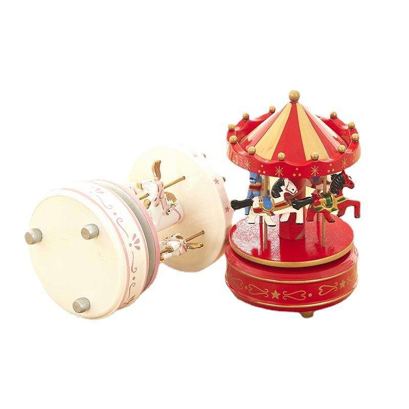 Sky City Carousel Clockwork Music Box Couples Birthday Gift(K0131 Star Blue)