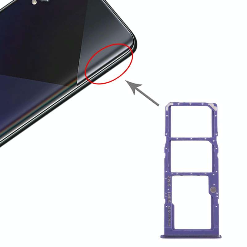 For Samsung Galaxy A50s SM-A507 SIM Card Tray + SIM Card Tray + Micro SD Card Tray (Purple)
