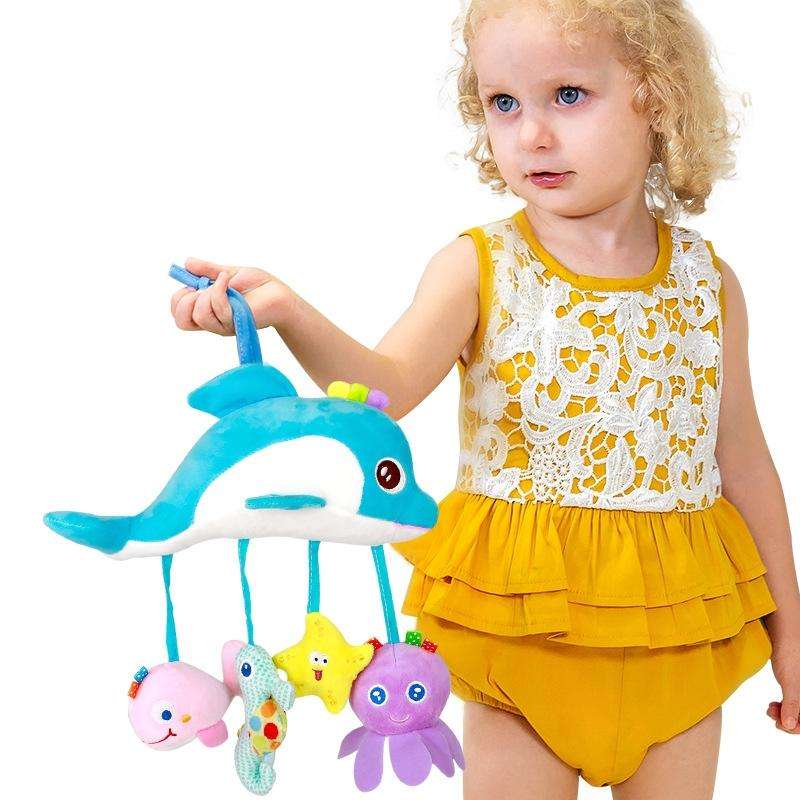 Baby Toys 0-1 Year Old Animal Bed Bells Soothing Plush Toys Baby Rattles Baby Carriage Hanging(A ...