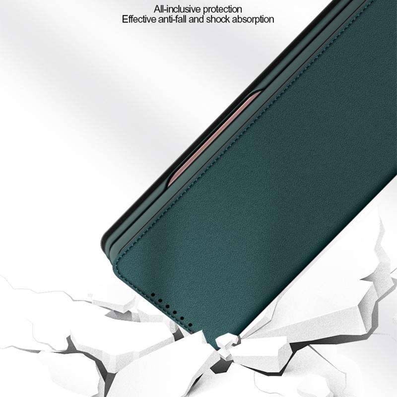 For Samsung Galaxy Z Fold4 Split Type Horizontal Flip Foldable Leather Phone Case(Plain Brown)
