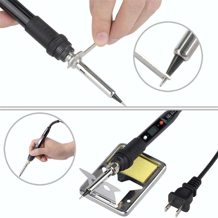 908S 80W LCD Thermostat Soldering Iron Constant Temperature Soldering Iron, Plug Type:EU Plug(Black)