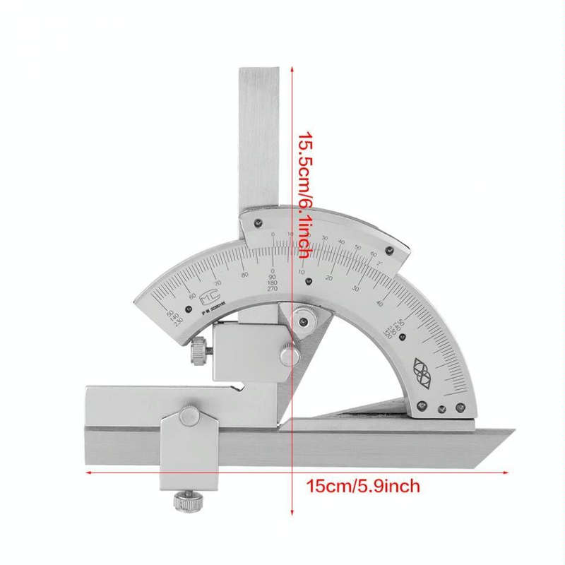 High Carbon Steel Non-parallax Trimmer Protractor Angle Measuring Ruler