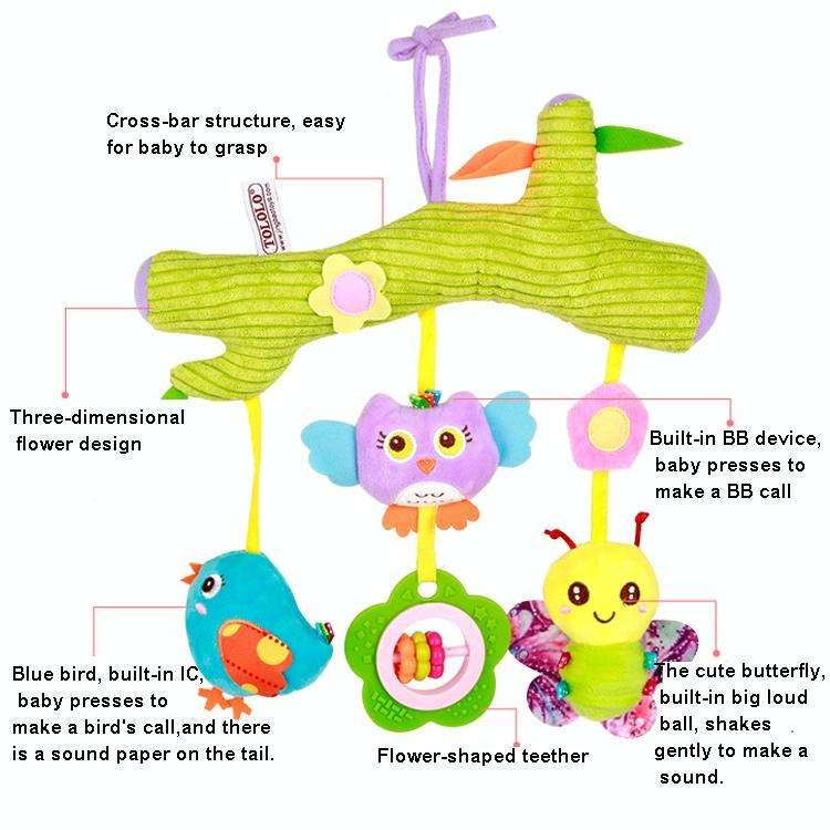 Baby Toys 0-1 Year Old Animal Bed Bells Soothing Plush Toys Baby Rattles Baby Carriage Hanging(B ...