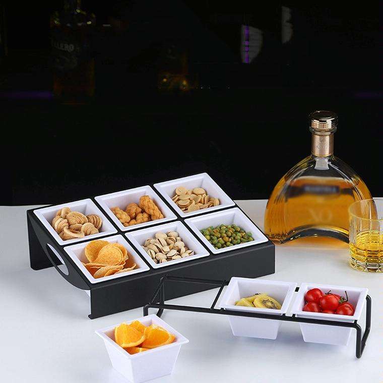 Stainless Steel Bar Plastic Fruit Plate Rack, without Fruit Dish, Grid Number:6 Grids(B Type)
